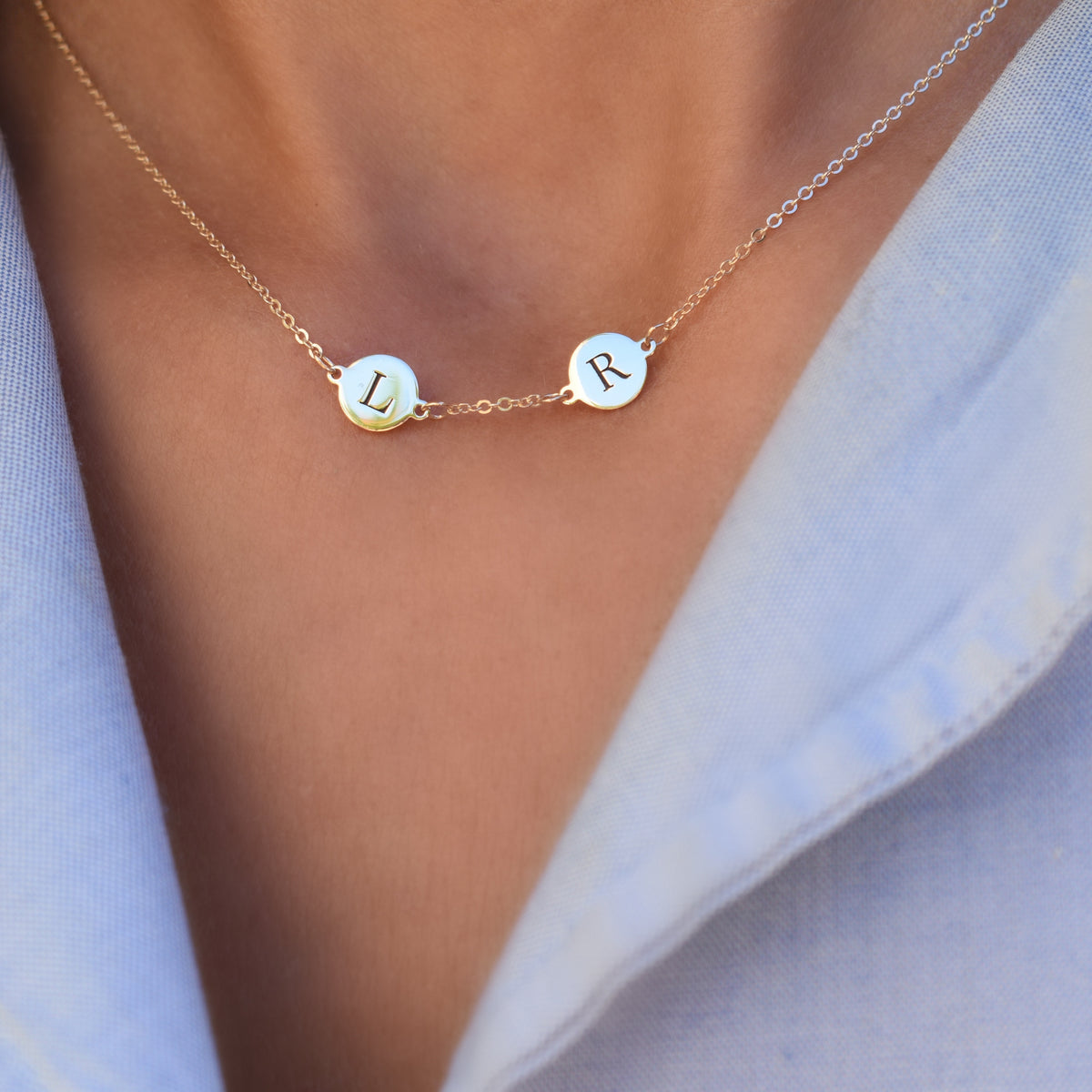Tiny Letter Charm Necklace | I – Kate & Kole